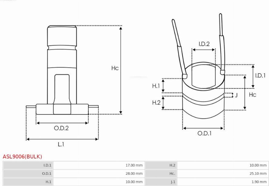 AS-PL ASL9006(BULK) - Klzný krúżok, alternátor www.parts5.com