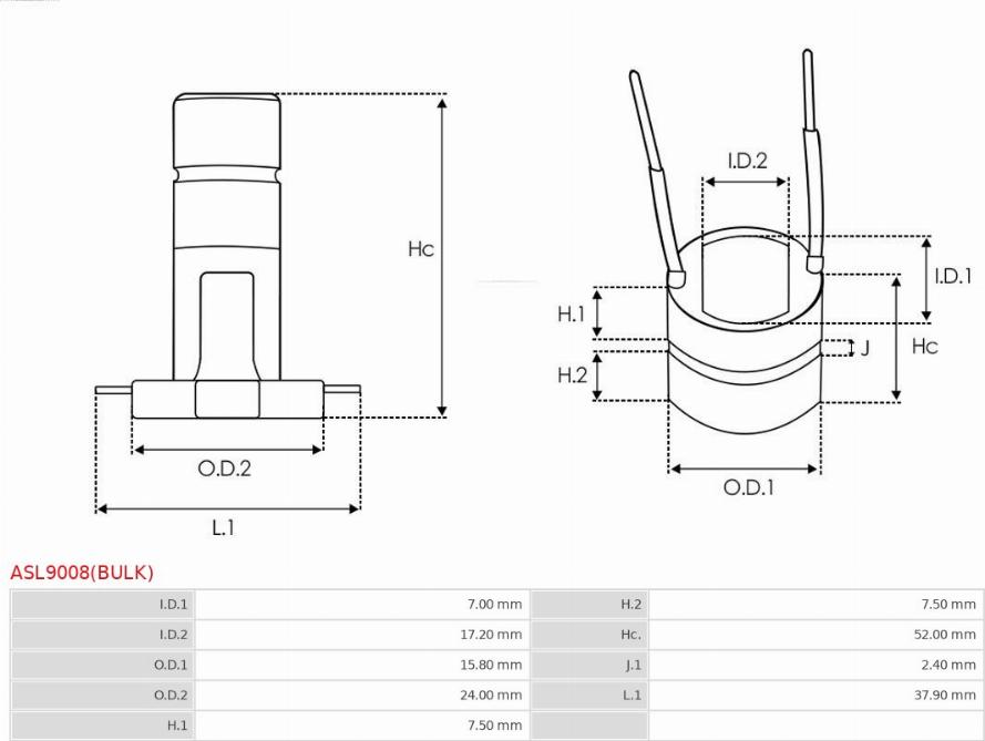 AS-PL ASL9008(BULK) - Anillo colector, alternador www.parts5.com