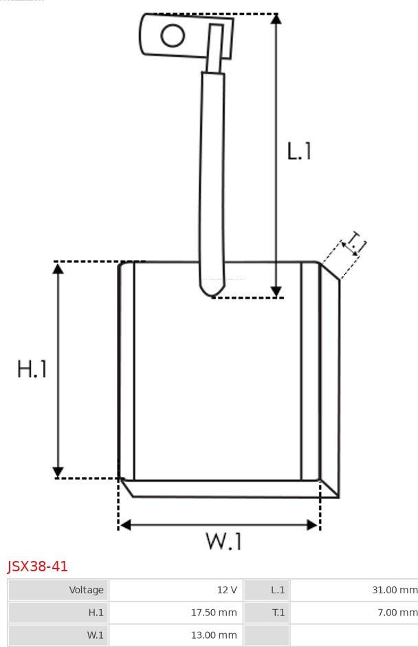 AS-PL JSX38-41 - Käynnistinmoottorin hiilet www.parts5.com