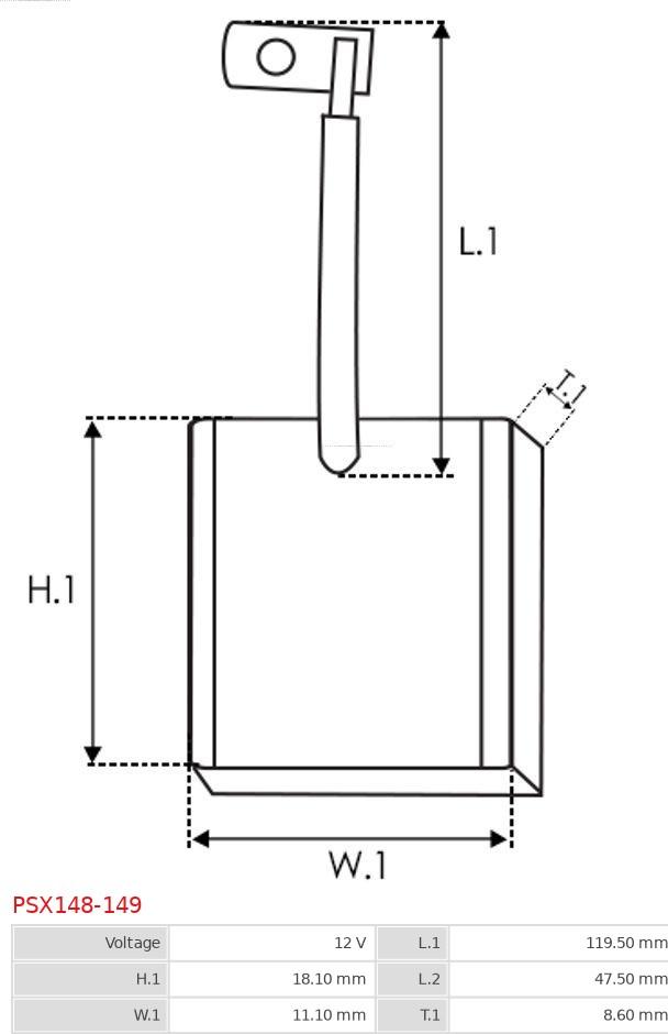 AS-PL PSX148-149 - Угольная щетка, стартер www.parts5.com