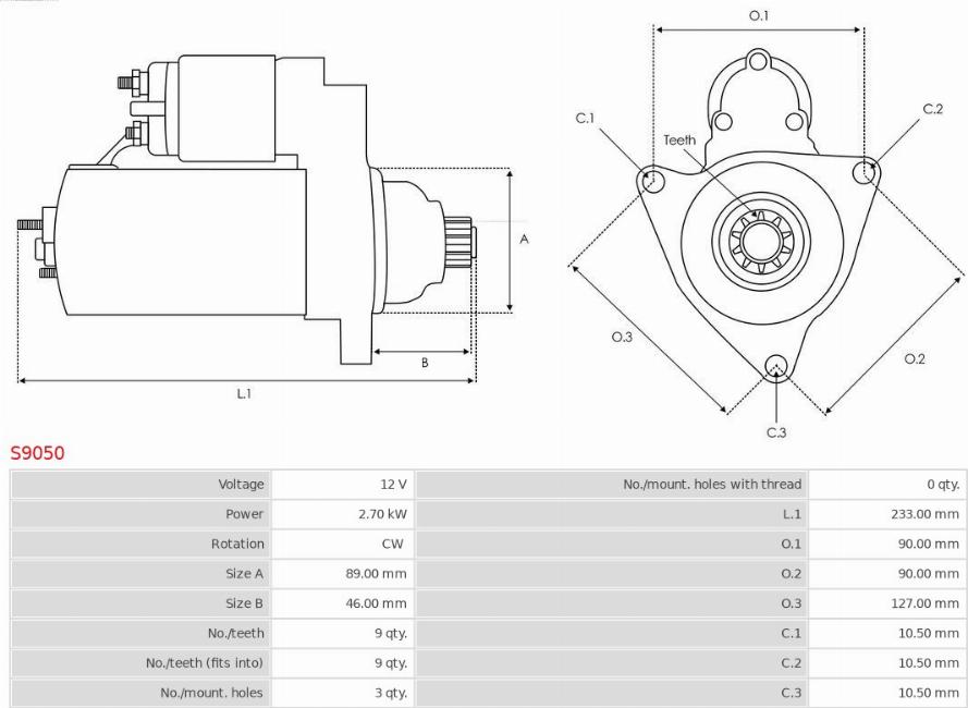 AS-PL S9050 - Starter www.parts5.com