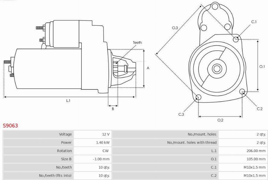 AS-PL S9063 - Motor de arranque www.parts5.com