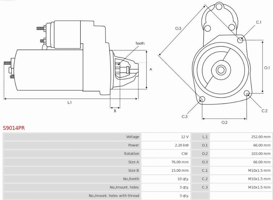 AS-PL S9014PR - Starter www.parts5.com