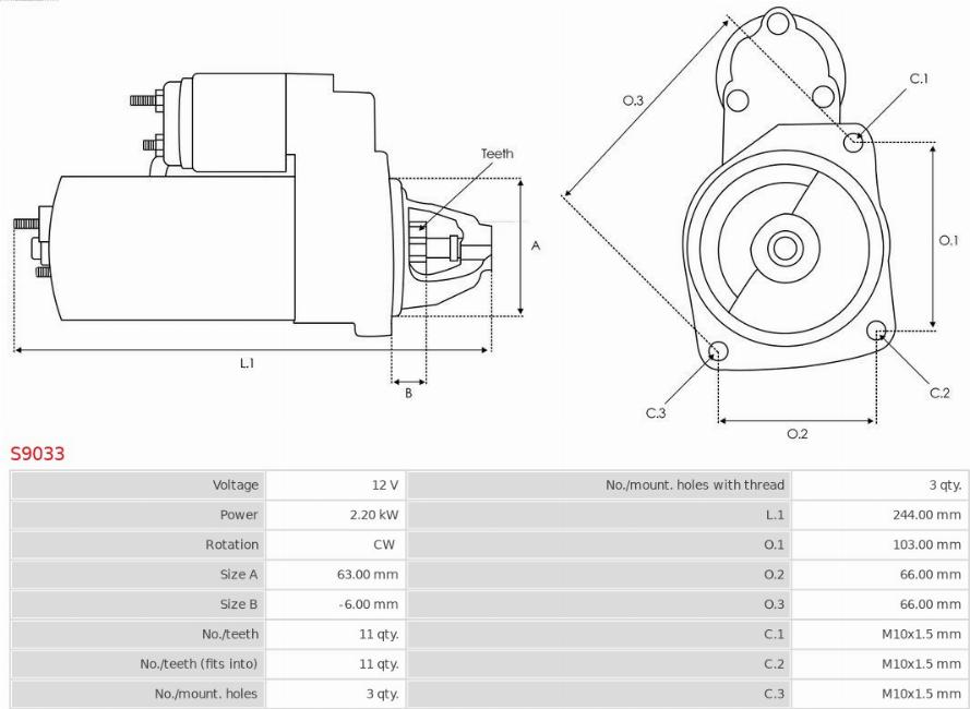 AS-PL S9033 - Żtartér www.parts5.com