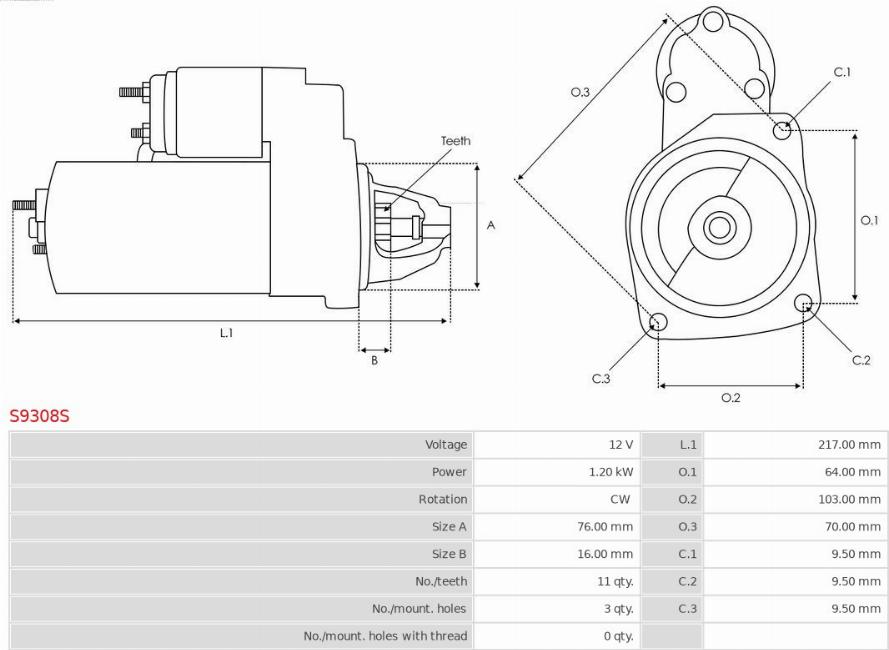 AS-PL S9308S - Starter www.parts5.com