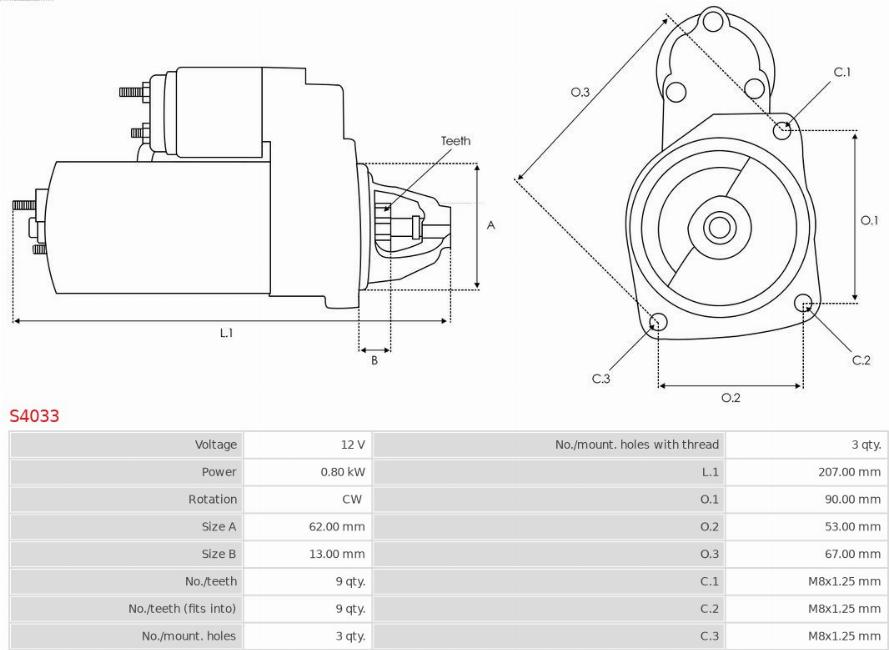 AS-PL S4033 - Käynnistinmoottori www.parts5.com