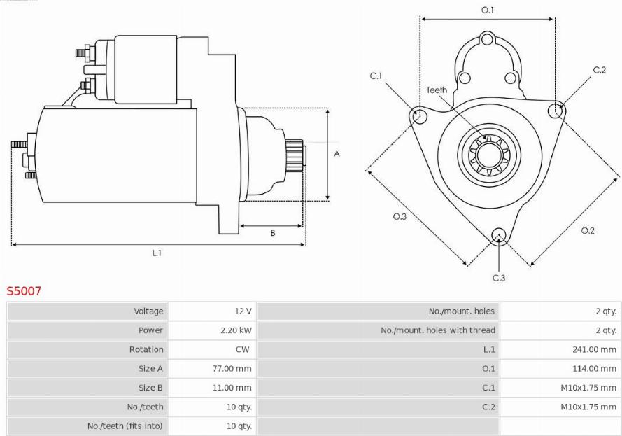 AS-PL S5007 - Startér www.parts5.com