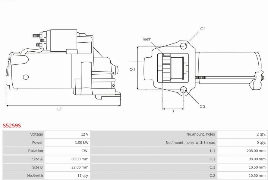 AS-PL S5259S - Motor de arranque www.parts5.com