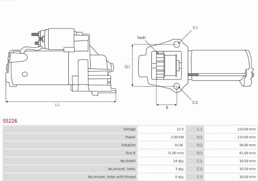 AS-PL S5226 - Démarreur www.parts5.com