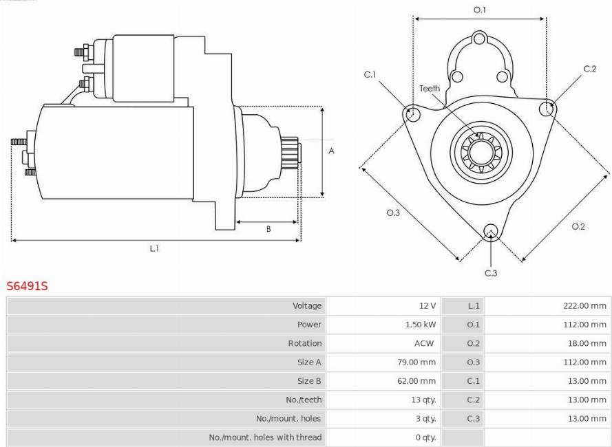 AS-PL S6491S - Önindító www.parts5.com