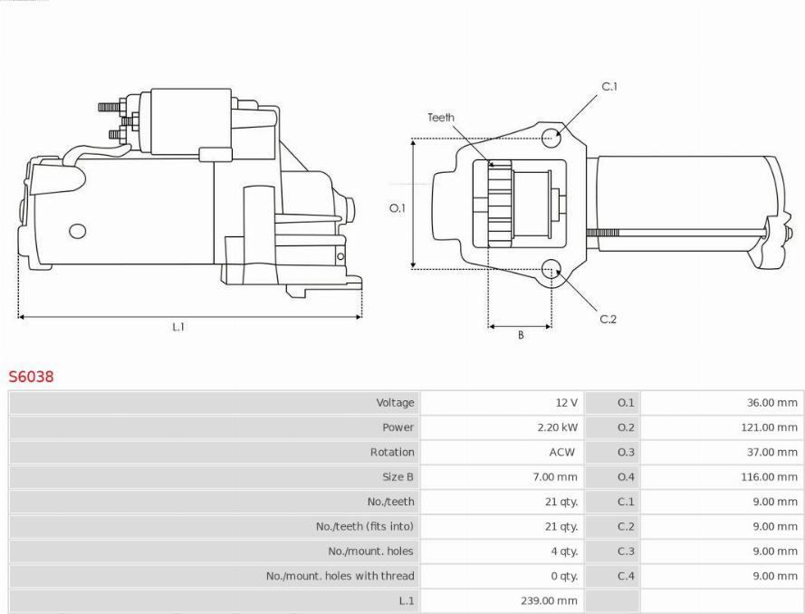 AS-PL S6038 - Önindító www.parts5.com