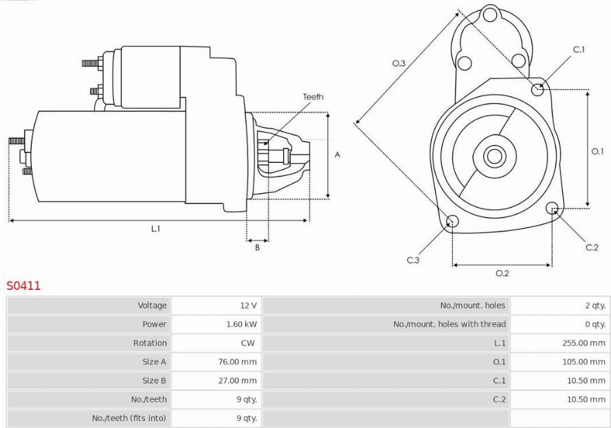 AS-PL S0411 - Μίζα www.parts5.com