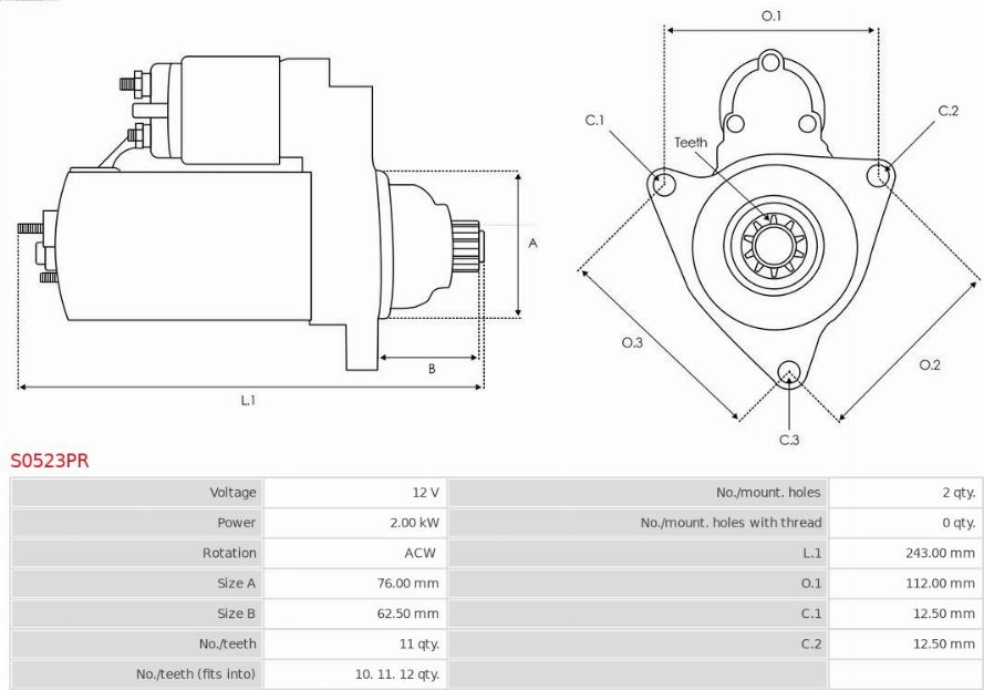 AS-PL S0523PR - Żtartér www.parts5.com