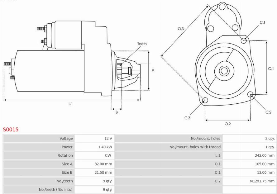 AS-PL S0015 - Starter parts5.com