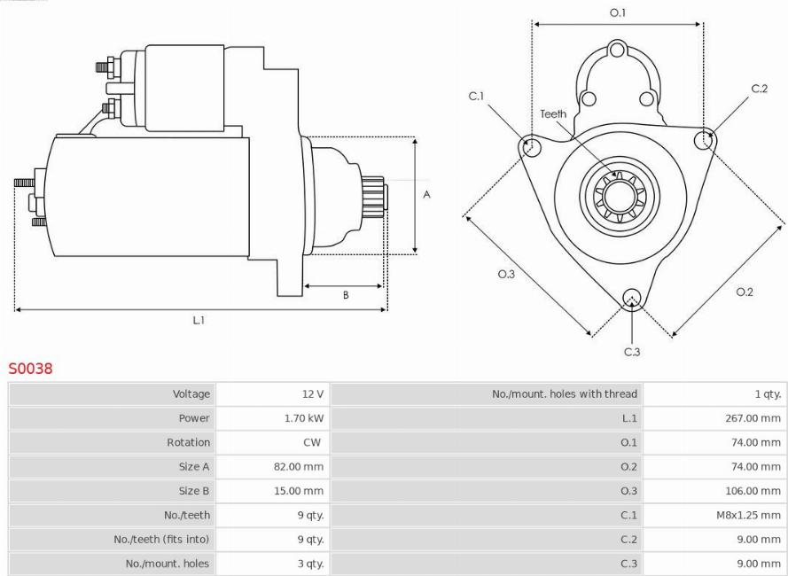 AS-PL S0038 - Rozrusznik www.parts5.com