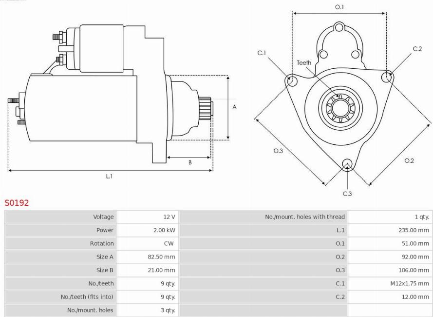 AS-PL S0192 - Стартер www.parts5.com