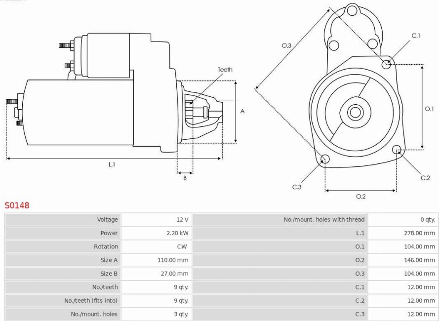 AS-PL S0148 - Μίζα www.parts5.com