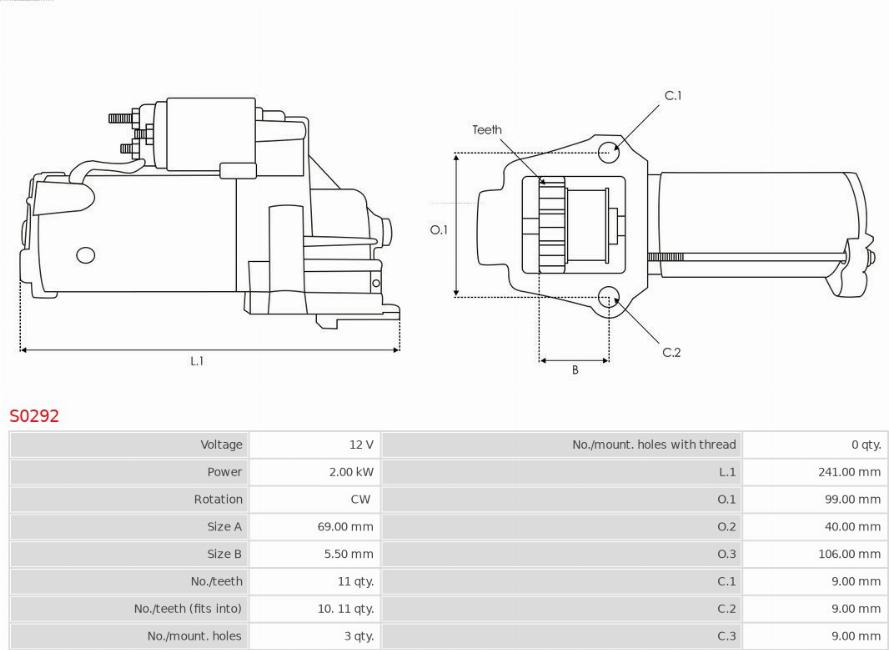 AS-PL S0292 - Starter www.parts5.com