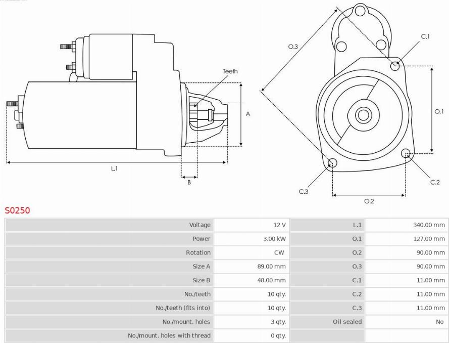 AS-PL S0250 - Käynnistinmoottori www.parts5.com