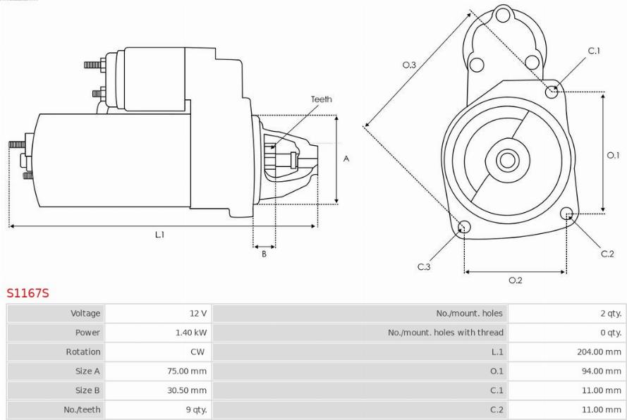 AS-PL S1167S - Motor de arranque www.parts5.com