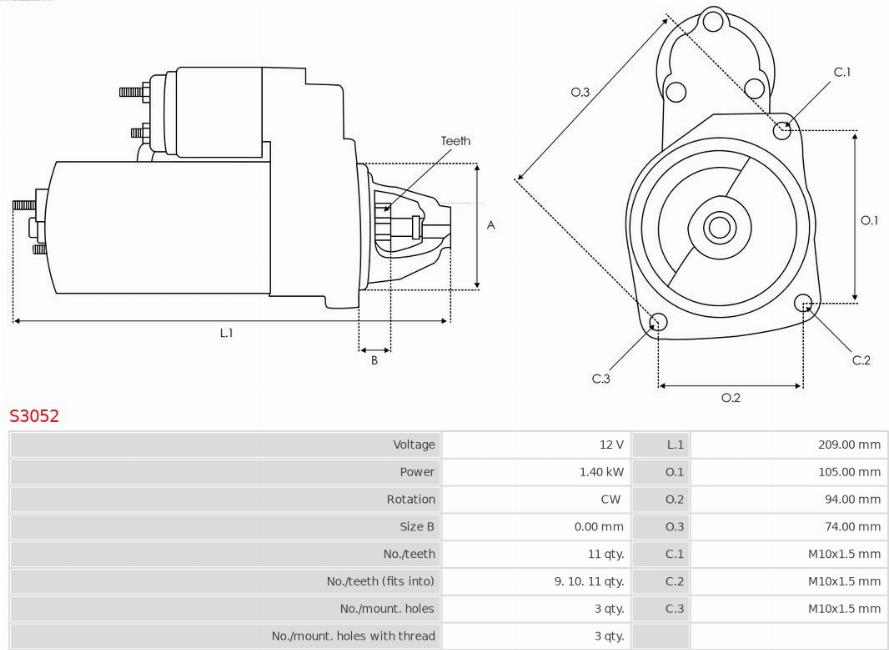 AS-PL S3052 - Önindító www.parts5.com