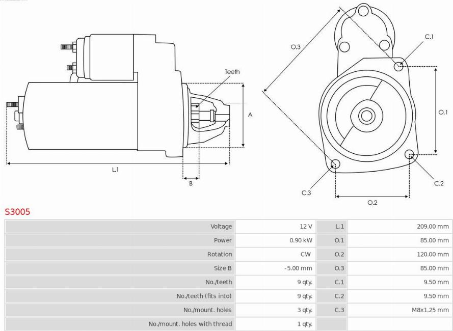 AS-PL S3005 - Startér www.parts5.com