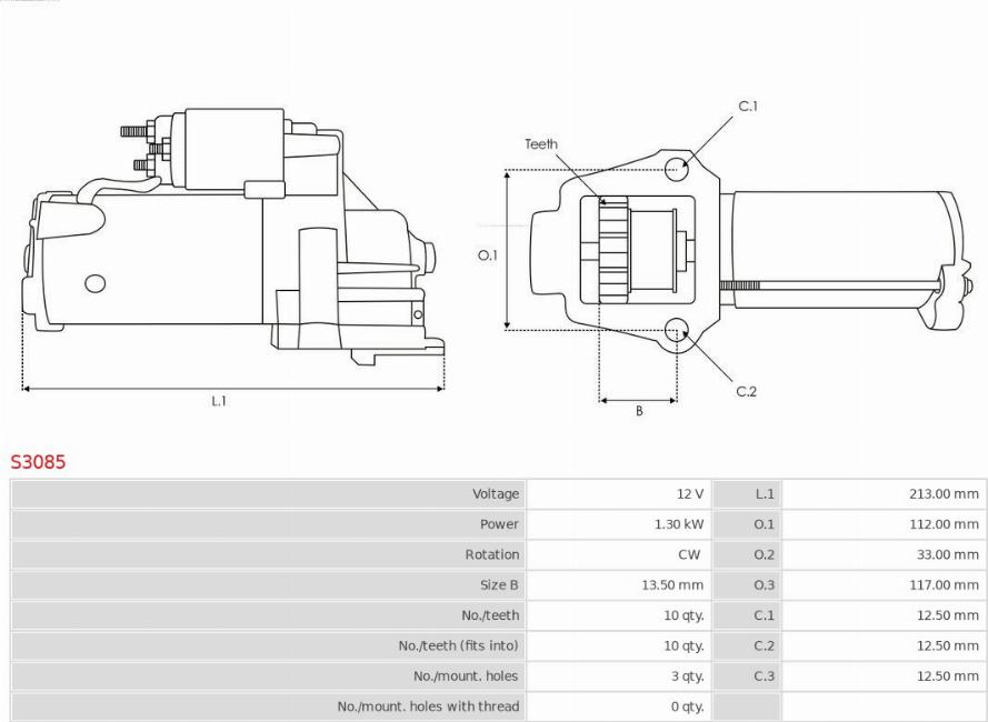 AS-PL S3085 - Marş motoru www.parts5.com