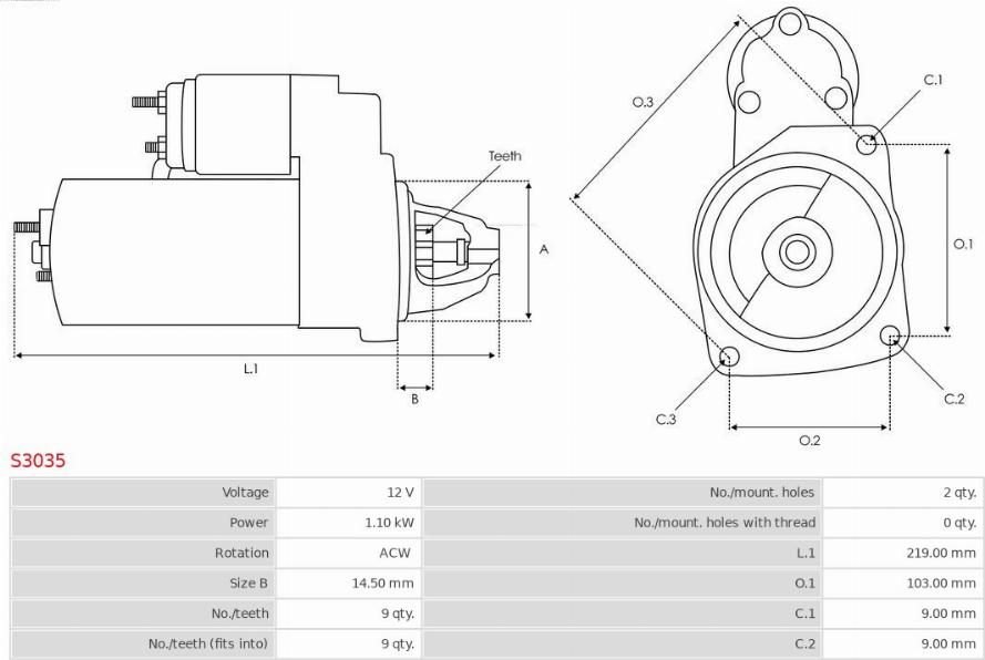 AS-PL S3035 - Стартер www.parts5.com