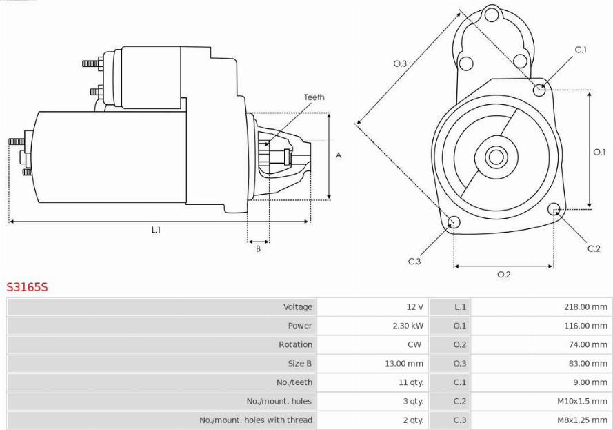 AS-PL S3165S - Motor de arranque www.parts5.com