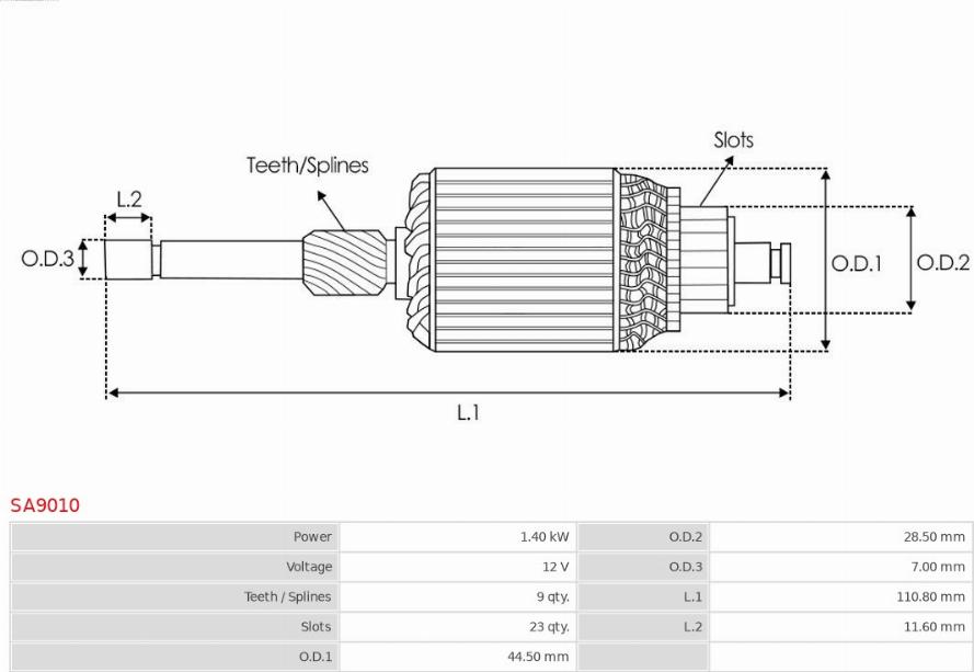 AS-PL SA9010 - Armature, starter www.parts5.com