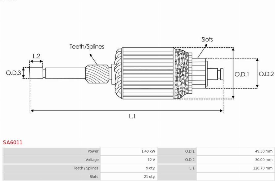 AS-PL SA6011 - Inducido, motor de arranque www.parts5.com