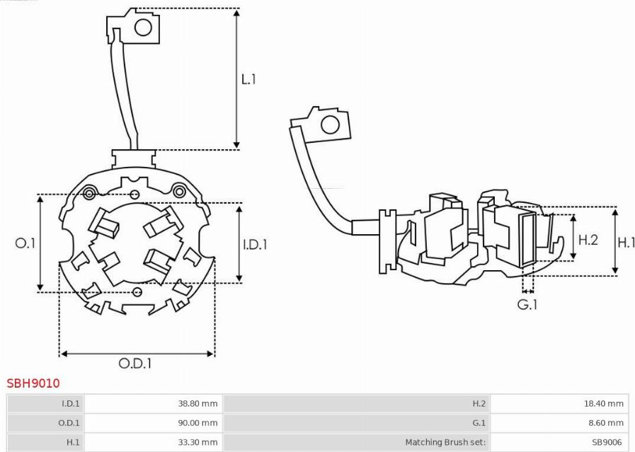 AS-PL SBH9010 - Kinnitus, süsinikuharjad www.parts5.com