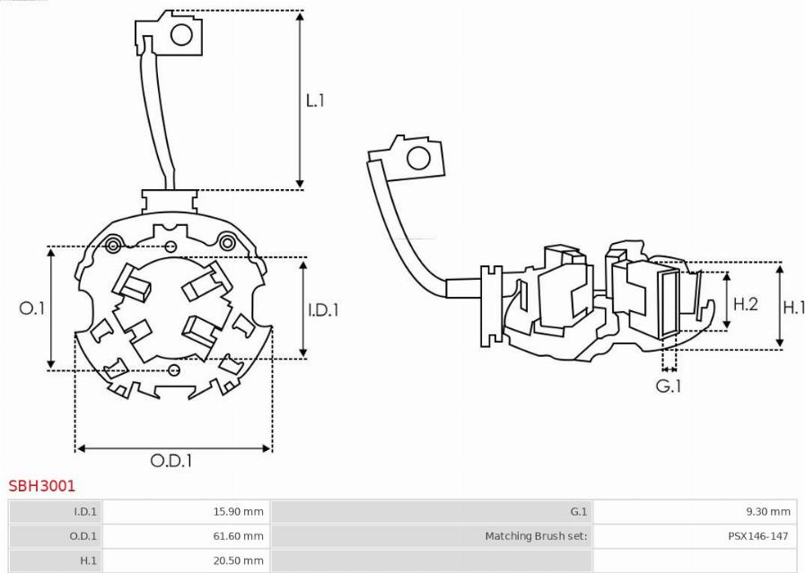 AS-PL SBH3001 - Držač, ugljene četkice www.parts5.com