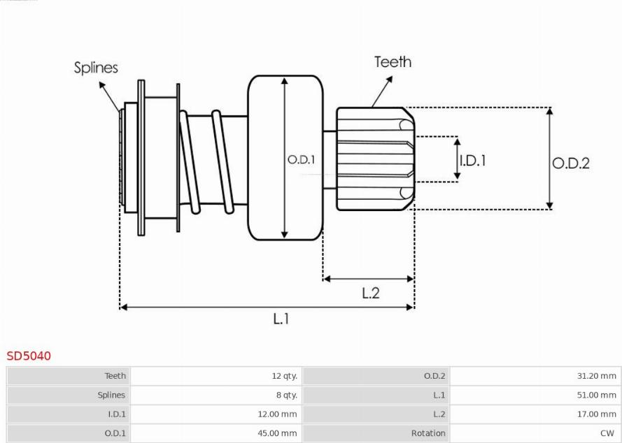 AS-PL SD5040 - Fogaskerék, önindító www.parts5.com