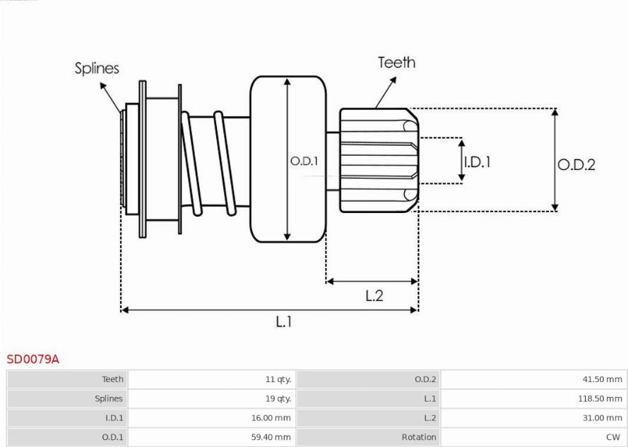 AS-PL SD0079A - Pinion, starter www.parts5.com