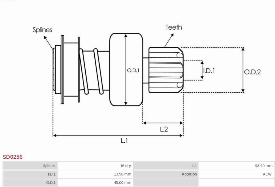 AS-PL SD0256 - Pinion, starter www.parts5.com