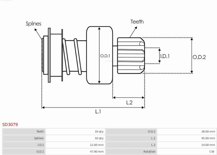 AS-PL SD3079 - Fogaskerék, önindító www.parts5.com