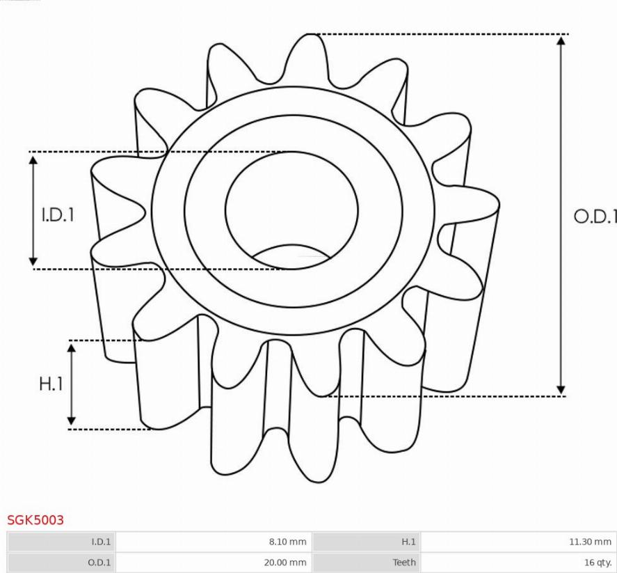 AS-PL SGK5003 - Repair Kit, starter www.parts5.com