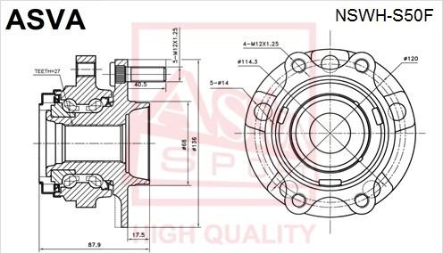 ASVA NSWH-S50F - Buje de rueda www.parts5.com