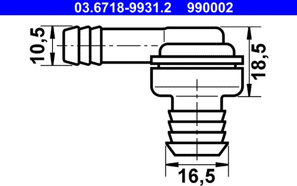 ATE 03.6718-9931.2 - Connection Piece, vacuum hose parts5.com