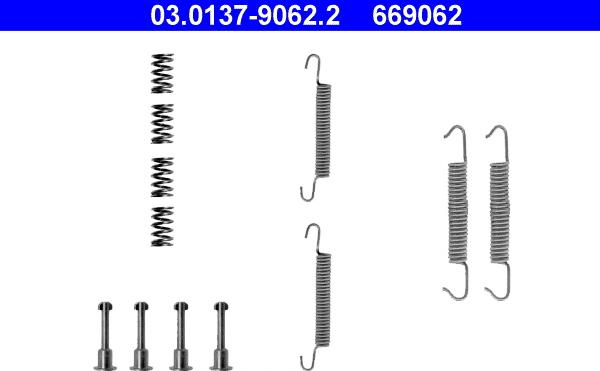 ATE 03.0137-9062.2 - Tartozékkészlet, rögzítőfék pofa www.parts5.com