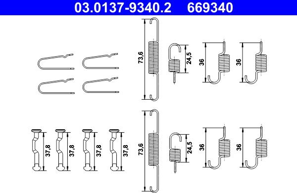 ATE 03.0137-9340.2 - Sada príslużenstva čeľustí parkovacej brzdy www.parts5.com