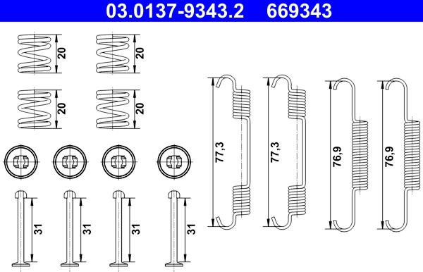 ATE 03.0137-9343.2 - Accessory Kit, parking brake shoes www.parts5.com