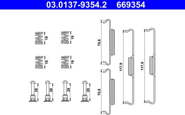 ATE 03.0137-9354.2 - Accessory Kit, parking brake shoes www.parts5.com