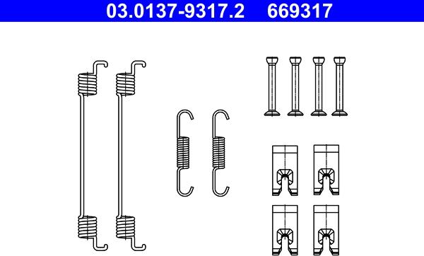 ATE 03.0137-9317.2 - Komplet pribora, kočne papuče www.parts5.com