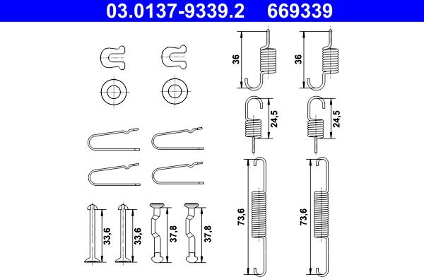 ATE 03.0137-9339.2 - Sada příslušenství, parkovací brzdové čelisti www.parts5.com