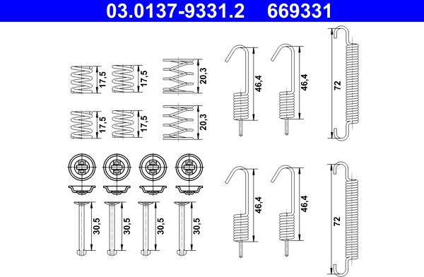 ATE 03.0137-9331.2 - Tarvikesarja, seisontajarru www.parts5.com