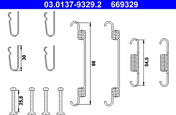 ATE 03.0137-9329.2 - Accessory Kit, parking brake shoes www.parts5.com