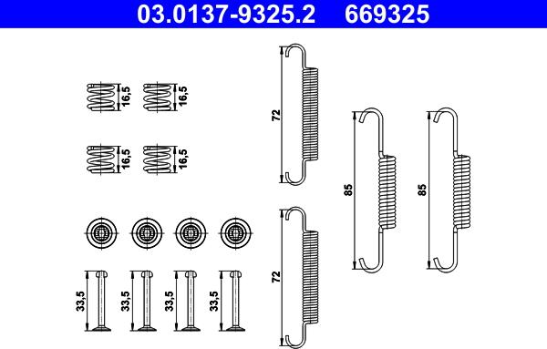 ATE 03.0137-9325.2 - Set accesorii, saboti frana parcare www.parts5.com