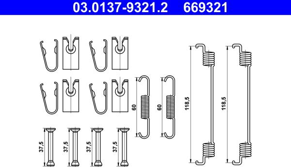 ATE 03.0137-9321.2 - Set accesorii, sabot de frana www.parts5.com